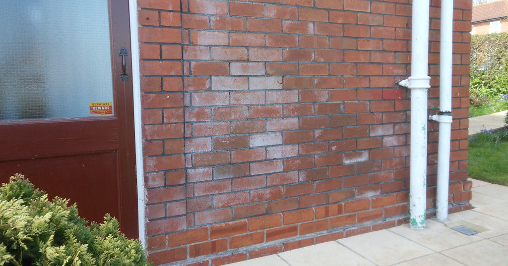Efflorescence on brick wall
