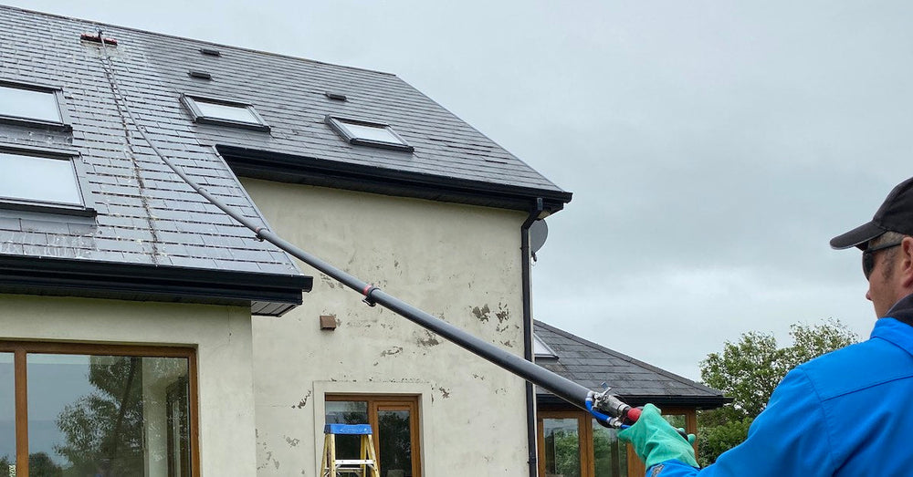 How to soft wash man-made artificial composite fibre-cement roof slates