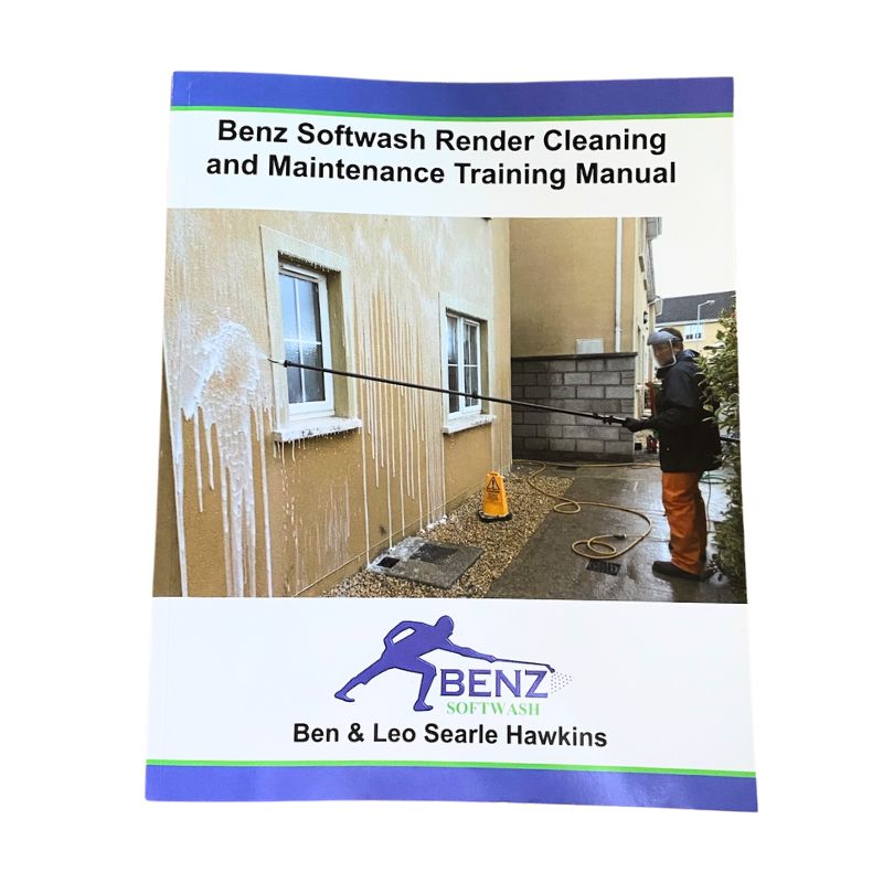 BENZ RENDER CLEANING TRAINING MANUAL: Fully illustrated practical how-to guide for soft washing render, including chemical application guides.