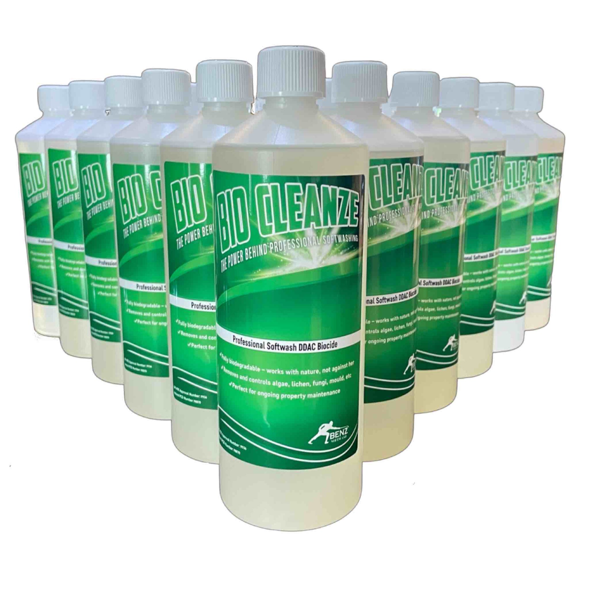 BIO CLEANZE – 50% ddac softwash biocide: Treats the biofilm on roofs, render, walls, patios, paths & naturally deep cleans over time.
