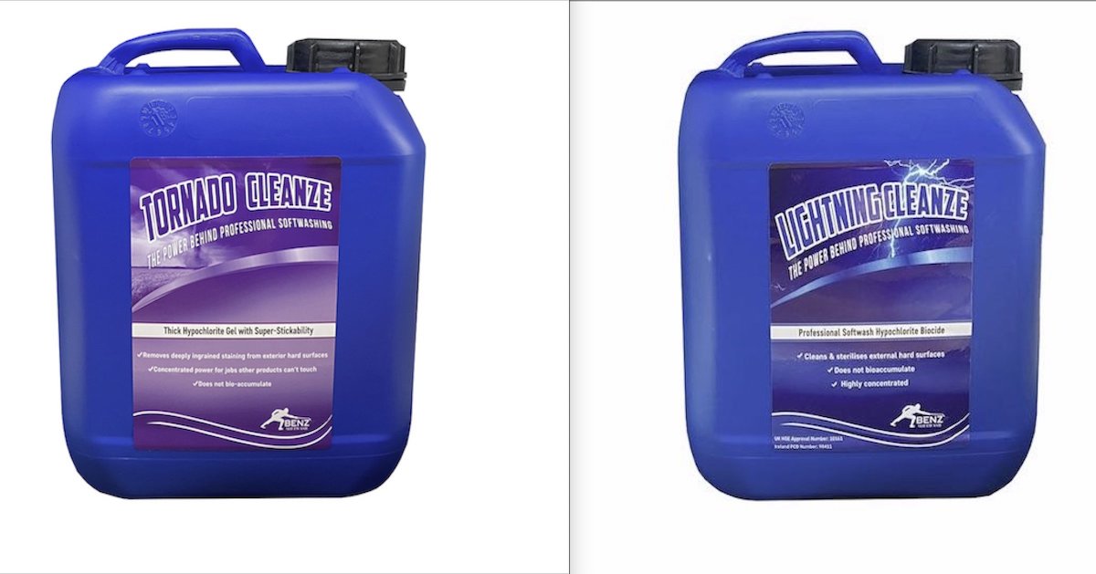 Benz Tornado Cleanze & Benz Lightning Cleanze - for cleaning window sills and capping stones colonised by algae
