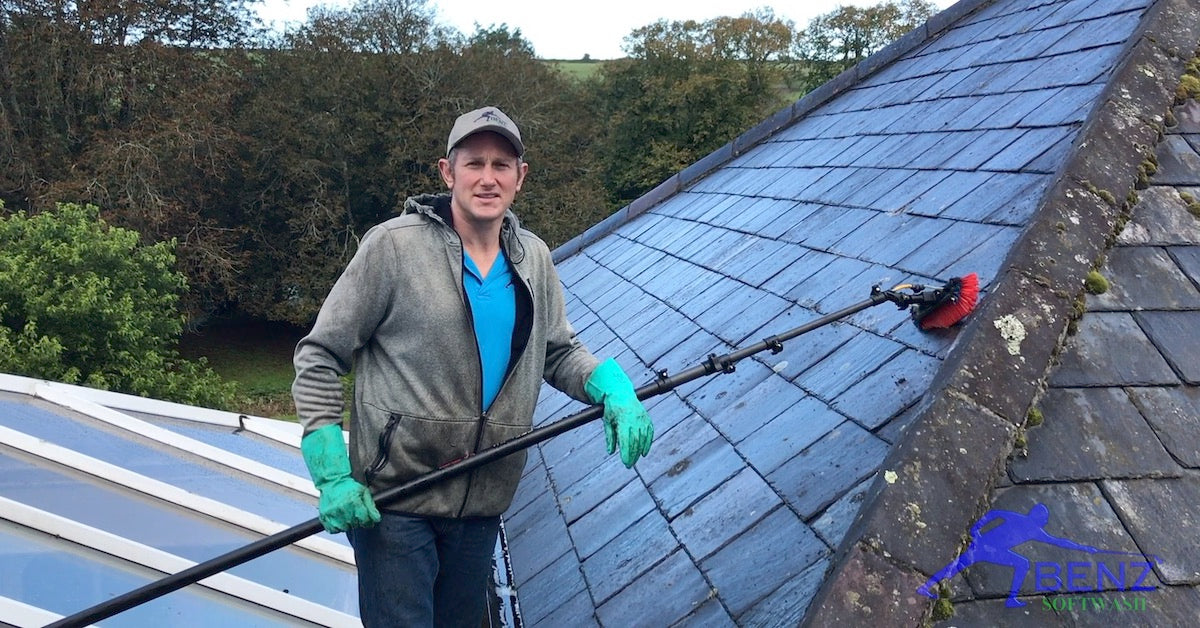 How to soft wash natural slate roofs