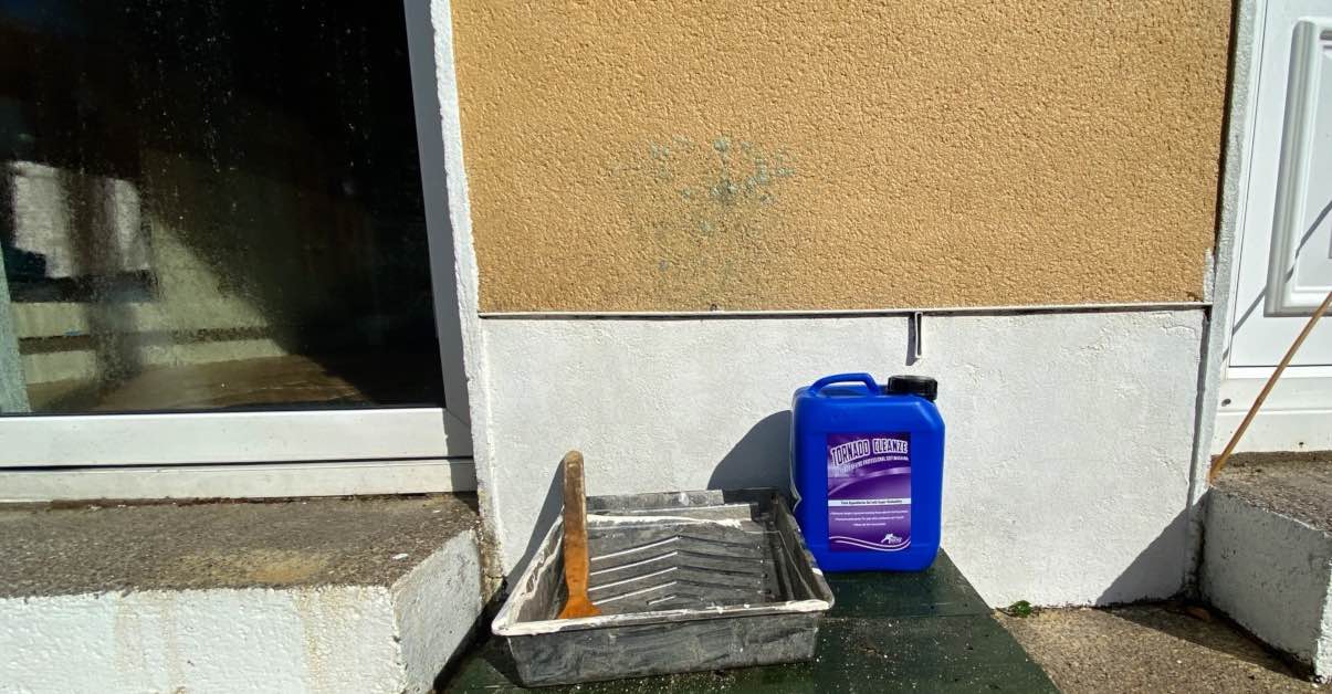 How to use Benz Tornado Cleanze to treat lichen on through-colour wall render