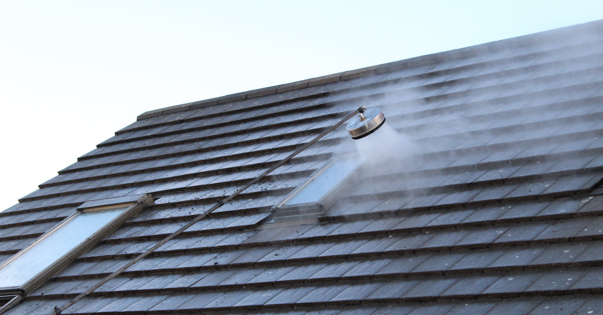 Roof pressure washing : Preparing for Bio Cleanze treatment
