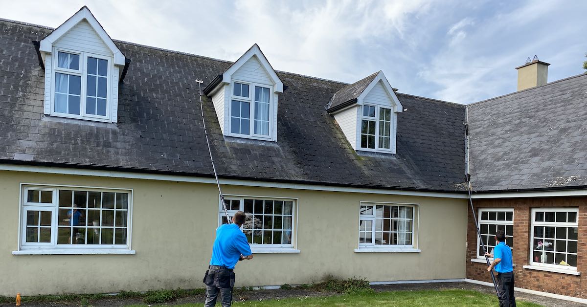 Should windows and window frames be masked when soft washing?