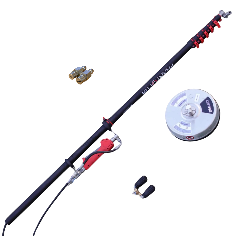 PRESSURE POLE BUNDLE: 35 foot carbon pole, HP 4000 trigger, flat surface cleaner and twin turbos
