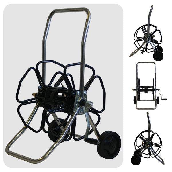 Wheeled stainless steel frame hose reel