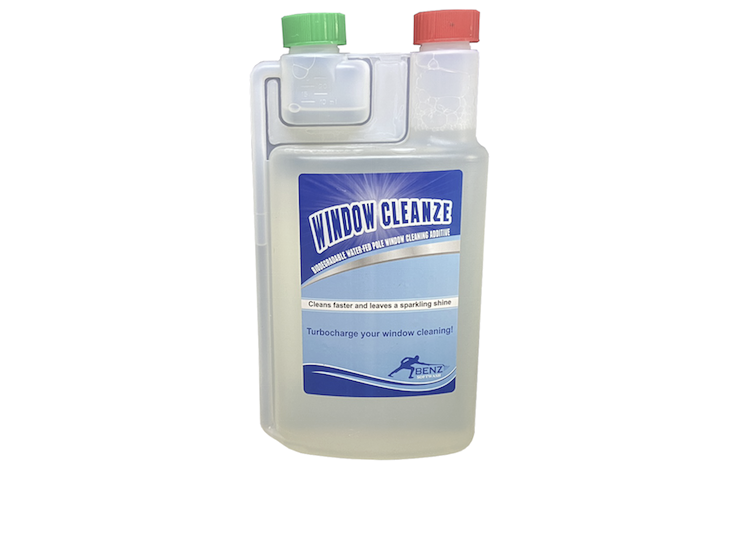 WINDOW CLEANZE – Window cleaning additive: Enhances the power of de-ionised pure water, when added to your water tank after DI resin.